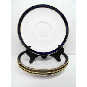 Spode Consul Cobalt Bone China 5 3/4" Saucers Set Of  4 Saucers